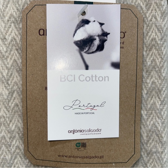 Antonio Salgado Throw Blanket BCI Cotton Blend Herringbone 50x67” Made Portugal - Picture 5 of 11
